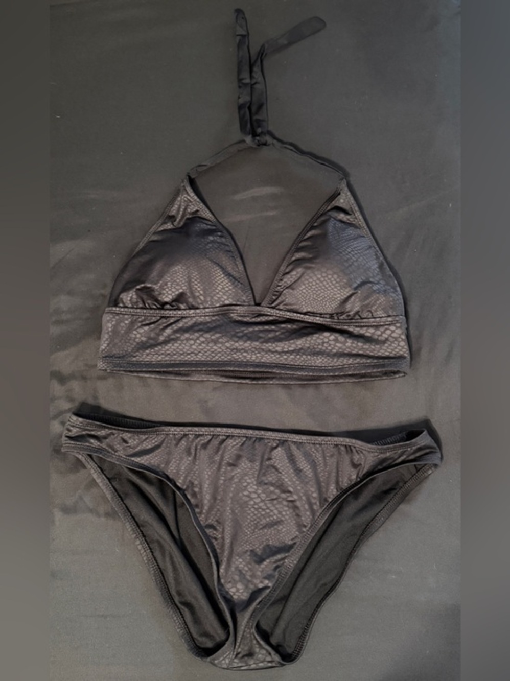 Mossimo Black Snakeskin Print Bikini Set L Top XL Bottom